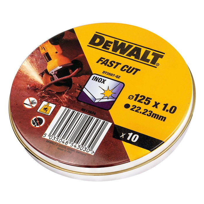 Dewalt Set de 10 discos de corte acero inox ø125 x 1,0 x 22,23 mm