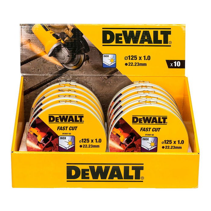 Dewalt Disco de Corte para Acero Inoxidable Ø125 x 1,0 x 22,23 mm DT3507-QZ, Set 10 uds