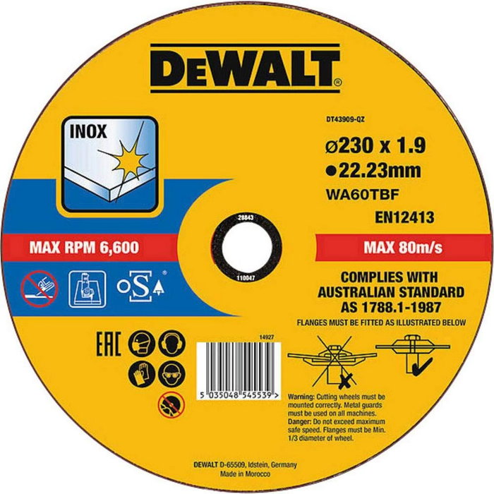 Dewalt Disco de corte acero inox ø230 x 1,9 x 22,23 mm profesional