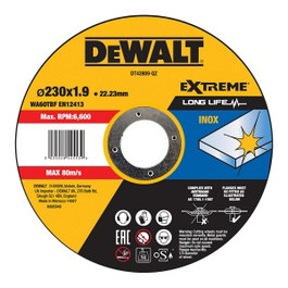 Dewalt Disco de corte acero inox ø230 x 1,9 x 22,23 mm profesional
