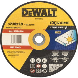 DeWalt DT43909-QZ Disco de Corte Plano de 230 mm para Acero Inoxidable