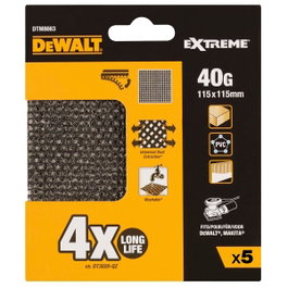 Dewalt Pack de 5 lijas de malla grano 40 de 115 x 115 mm
