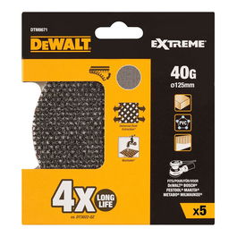 Dewalt Lijas de Malla Autoadherentes Ø125 mm, Grano 40, 5 uds - Para Lijadoras Orbitales, 4x Más Duraderas, Ideal para Madera, Metal y Pintura