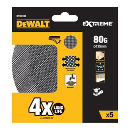 Dewalt Lijas de malla para lijadoras orbitales ø125 mm, grano 80, 5 uds