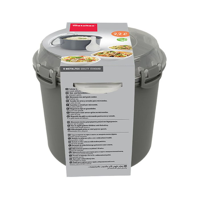 Metaltex Cocedor de Arroz y Cereales para Microondas, Capacidad 2.2L, 20.5x17x16cm