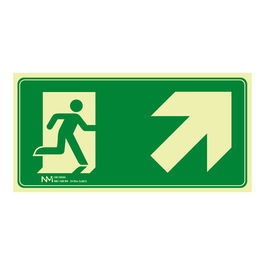 Normaluz Cartel de Evacuación B11150 - Señal Escalera Arriba Derecha, PVC 0.7mm Clase B, 32x16 cm, Rótulo Indicador