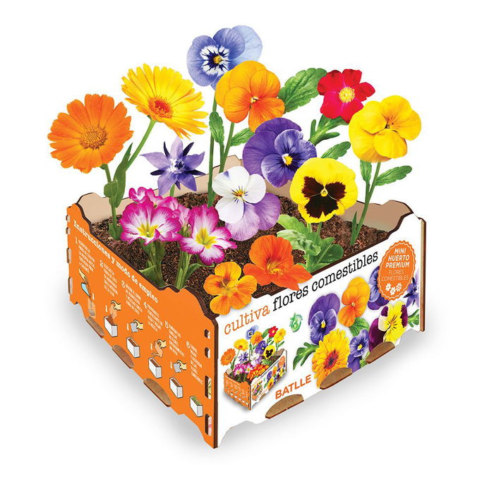 Batlle Caja de Flores Comestibles para Cultivar 3 Variedades, Contenido Completo para Decorar Platos con Toque Original y Sofisticado