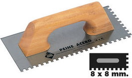 Rubi Llana Peine de Acero Inoxidable con Mango de Madera 28 cm 8x8 mm