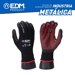Guantes de Trabajo EDM Negro Licra Nitrilo Metal Industriales