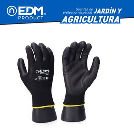 Edm Guante de poliéster con palma de poliuretano para jardín y agricultura T-08