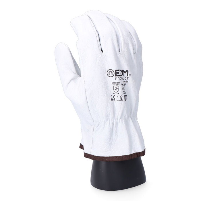 Edm Guante de cuero flor vacuno para transporte, talla 7, color natural Edm Guante de cuero flor vacuno para transporte, talla 7, color natural