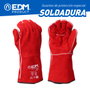 Edm Guante de piel de serraje para soldadura T-10 Rojo