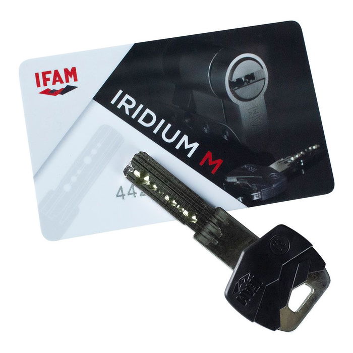 Ifam Cilindro Iridium M IRM3030L Latón 60mm (30+30mm) Leva Larga 15mm con 5 Llaves de Seguridad Perfil Europeo Doble Antibumping Antitaladro Antiganzúa