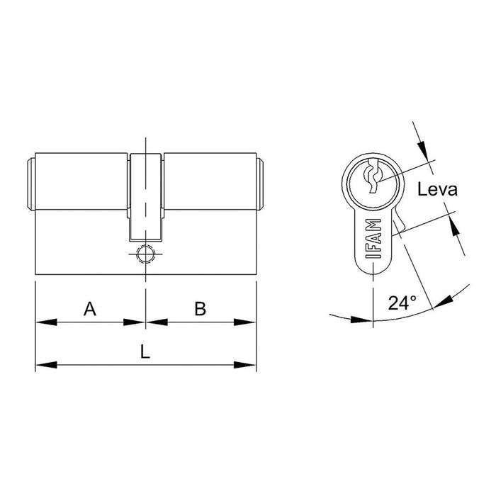 Ifam Cilindro F5s3030l Latón 60mm (30+30mm) Leva Larga 15mm con 3 Llaves de Serreta Europerfil