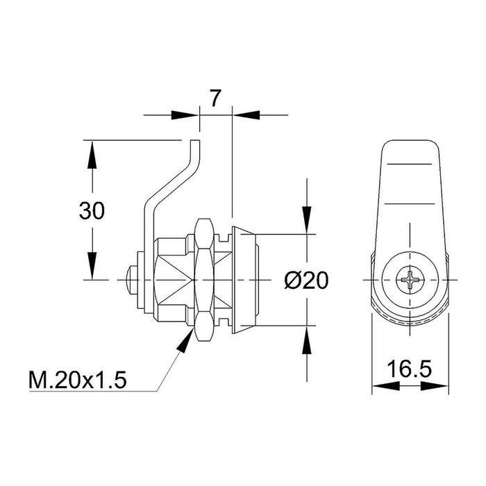 Ifam Cerradura 111 c Acero Niquelado Lengüeta Curva 30mm con 2 Llaves