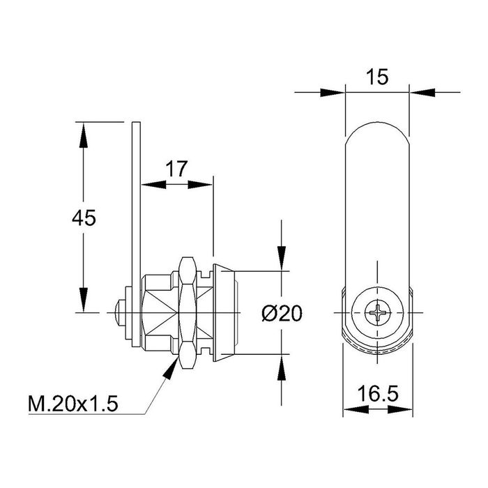 Ifam Cerradura 111 f Níquel Lengüeta Recta 45mm Acero Niquelado con 2 Llaves