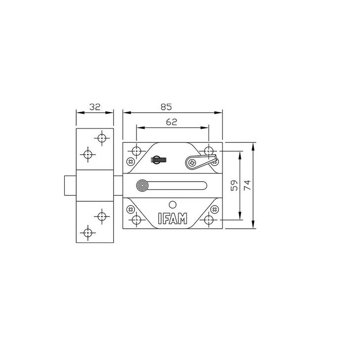 Ifam Cerrojo CS88L Latonado con Palanca Cuadrada de Acero para Apertura Izquierda/Derecha Cierre 4 Vueltas