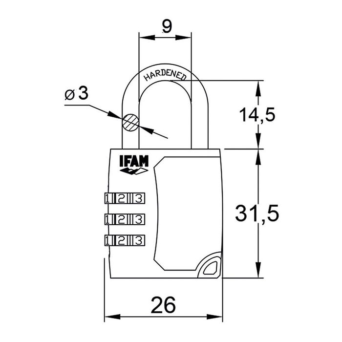 Ifam Candado C25S Zinc 26mm Arco ø3mm Combinación para Bolsas y Equipajes Ifam Candado C25S Zinc 26mm Arco ø3mm Combinación para Bolsas y Equipajes