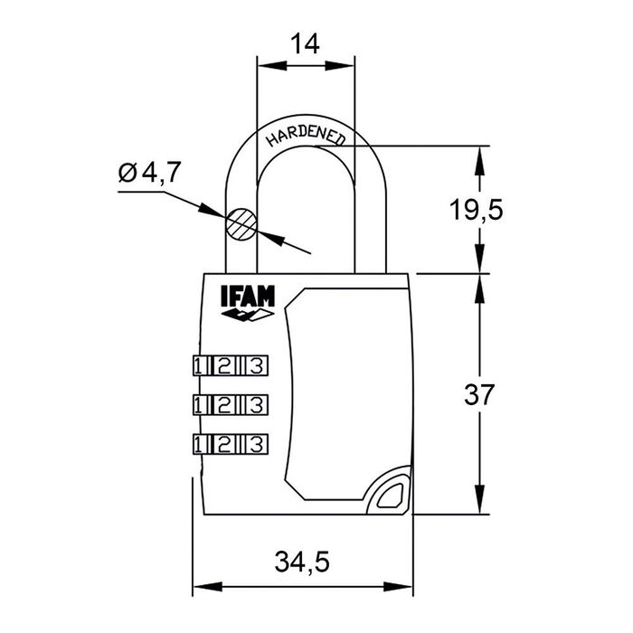 Ifam Candado C35s Zinc 34,5mm con Combinación Arco ø4,7mm
