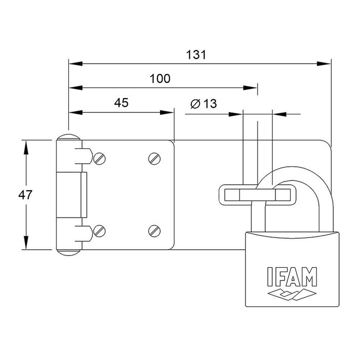 Ifam Portacandado PC430 Acero 131x47mm Ø13mm con Tornillos Ocultos y Sujeción Endurecida para Máxima Seguridad