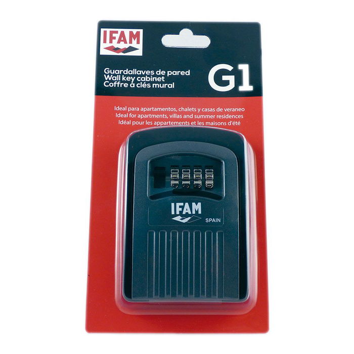 Ifam Guardallaves de pared G1, Caja de aleación de aluminio, 4 rodillos de 10 dígitos, Protector de humedad, Negro