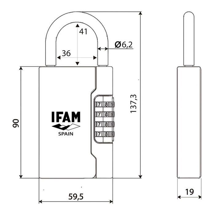 Ifam Guardallaves con Arco G3 para Llaves, Cuerpo en Aleación de Zinc, Apertura Combinación 4 Rodillos, Negro