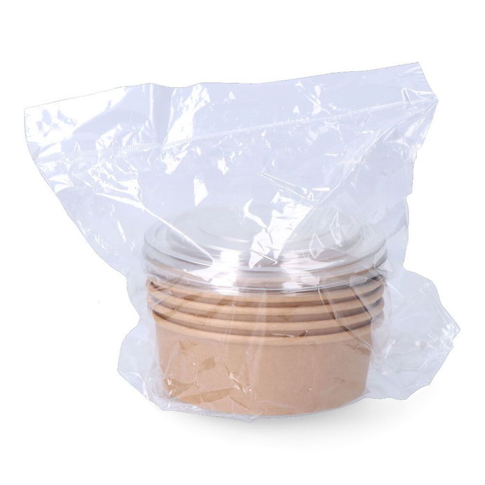 Best Products Envase Redondo de Cartón Biodegradable con Tapa 500cc 5 Unidades para Ensalada
