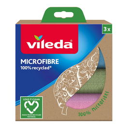 Vileda Bayeta Microfibra 100% Reciclada 168310, Pack 3 Unidades