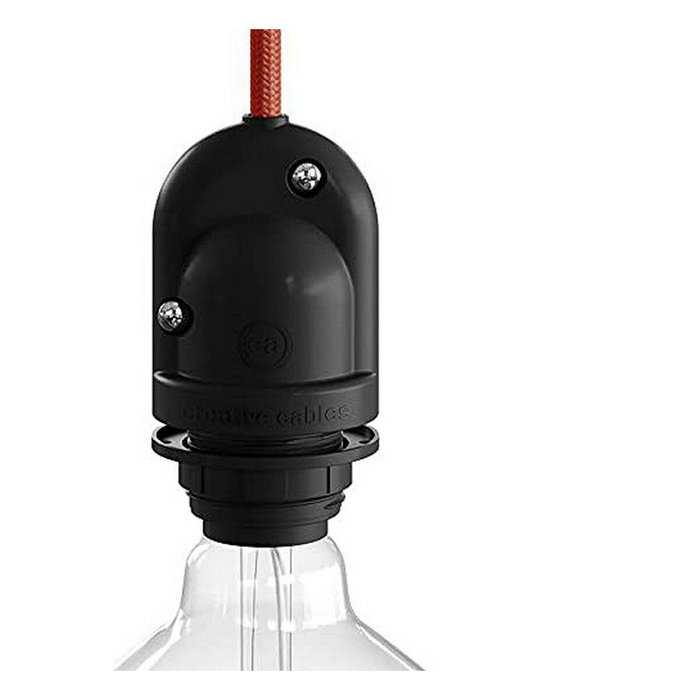 Portalámparas para exterior E27 negro IP65 retractilado