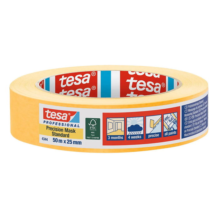Tesa Precision Mask Standard 25 mm x 50 m, Amarillo