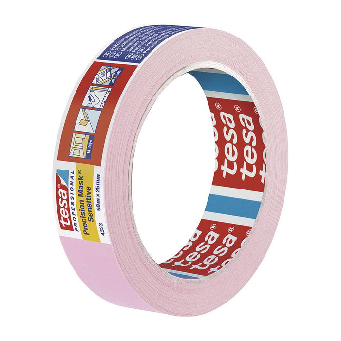 Tesa 04333-00018-02 Cinta de Enmascarar de Bajo Tak Precision Mask Sensitive 50 m x 25 mm para Superficies Ligeramente Texturizadas