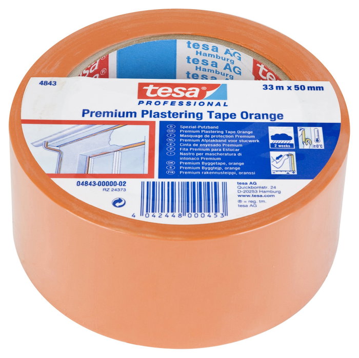 Tesa Cinta de revoco premium naranja 50 mm x 33 m