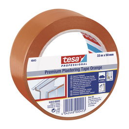 Tesa 04843-00000-16 Cinta de Revoco Premium Naranja 50 mm x 33 m, Resistente a la Rotura y Agentes Químicos