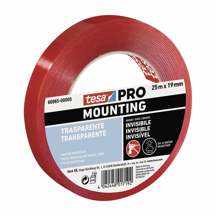 Tesa Cinta doble cara Mounting Pro transparente 19 mm x 25 m Tesa Cinta doble cara Mounting Pro transparente 19 mm x 25 m