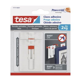 Tesa Clavo Adhesivo Ajustable 77777-00001-00 Hasta 2kg para Paredes Pintadas y Superficies Delicadas
