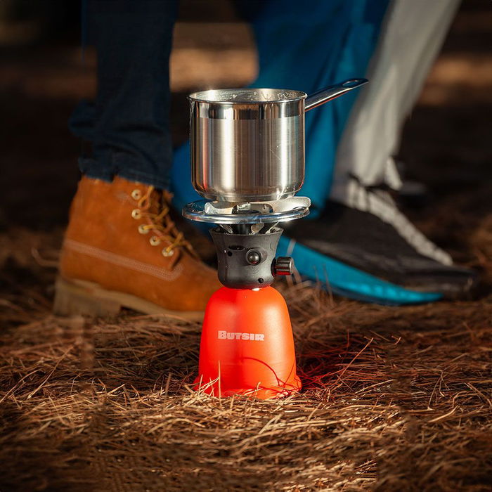 Butsir Hornillo de Camping Natura Ø14x22cm Ligero y Económico con Encendido Piezoeléctrico