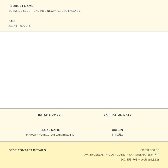 Blackleather Botas de seguridad Piel Negra S3 SRC Talla 35 Antideslizamiento Puntera Metálica EN20345 Blackleather Botas de seguridad Piel Negra S3 SRC Talla 35 Antideslizamiento Puntera Metálica EN20345