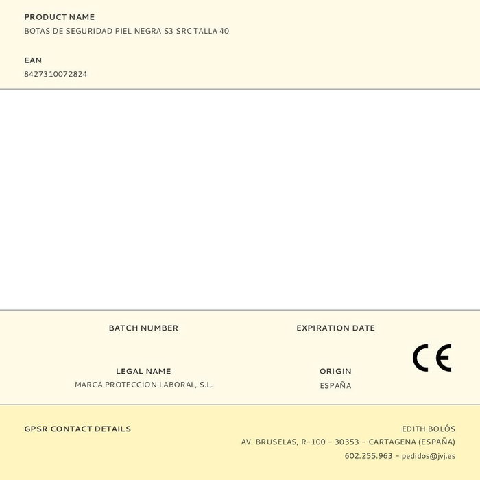 Blackleather Botas de seguridad piel negra S3 SRC talla 40, puntera metálica, suela doble densidad, máximo nivel antideslizamiento