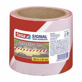 TESA Cinta de balizamiento no adhesiva Rojo/Blanco 80 mm x 100 m