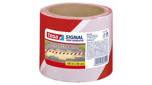 TESA Cinta de balizamiento no adhesiva Rojo/Blanco 80 mm x 100 m TESA Cinta de balizamiento no adhesiva Rojo/Blanco 80 mm x 100 m