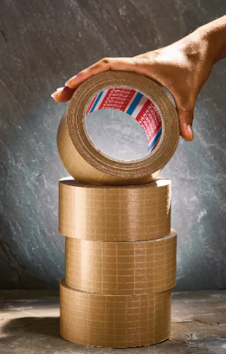 TESA 60013-00000-00 Pack 6 Rollos Papel Marrón Cinta Embalaje Reforzado Filamentos Fibra Vidrio 25m x 50mm