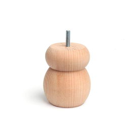 Rei Pata de Madera Redonda Haya Crudo Mod.450 Ø7,7x10cm Fijación Atornillada Métrica 8