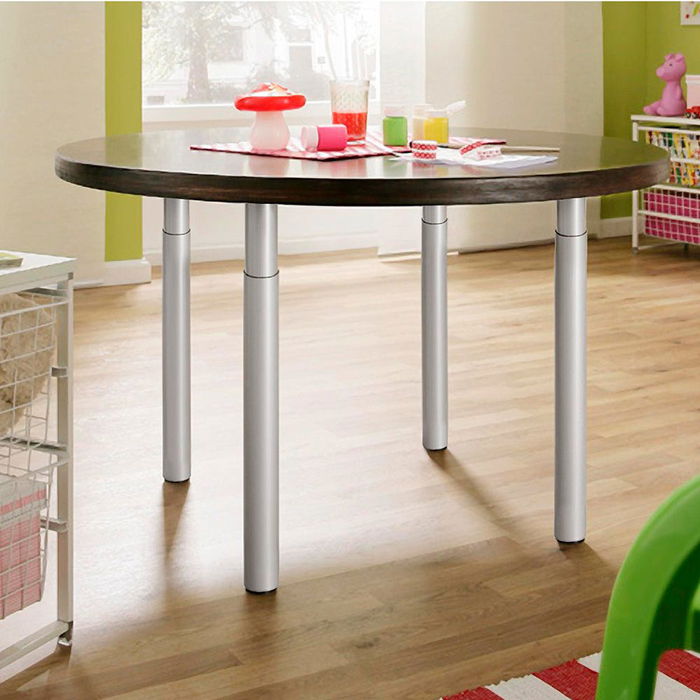 Rei Pata Extensible Cilíndrica Mod.406e Acero Acabado Aluminio Altura 71/110cm Para Mesas y Encimeras