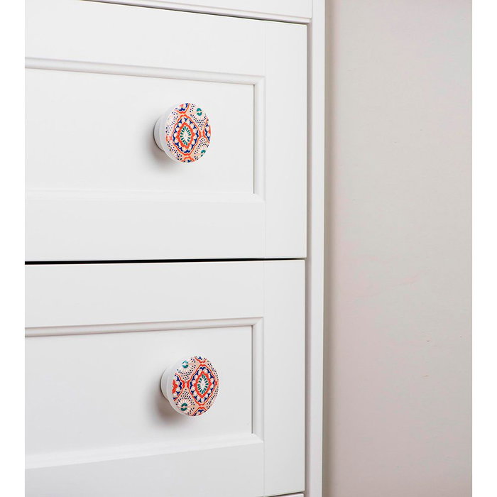 Rei e292 Blister con 2 pomos redondos para mueble fabricado en madera, ø38mm, acabado ilustrado