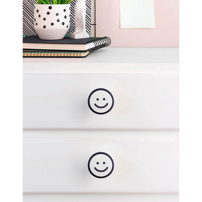 Rei mod. m9 Blister 4 Pomos Redondos para Mueble Madera Haya Acabado Lacado Blanco Ilustrado Ø38mm