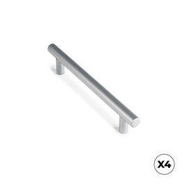 Rei Tirador de Mueble Tipo Asa Modelo 891h, Acero Inoxidable con Acabado Aluminio, 128 mm, Blíster de 4 Unidades