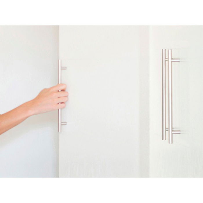 Rei Tiradores de mueble tipo asa 891h en acero inoxidable acabado aluminio, blister 4 unidades, entrepuntos 128mm