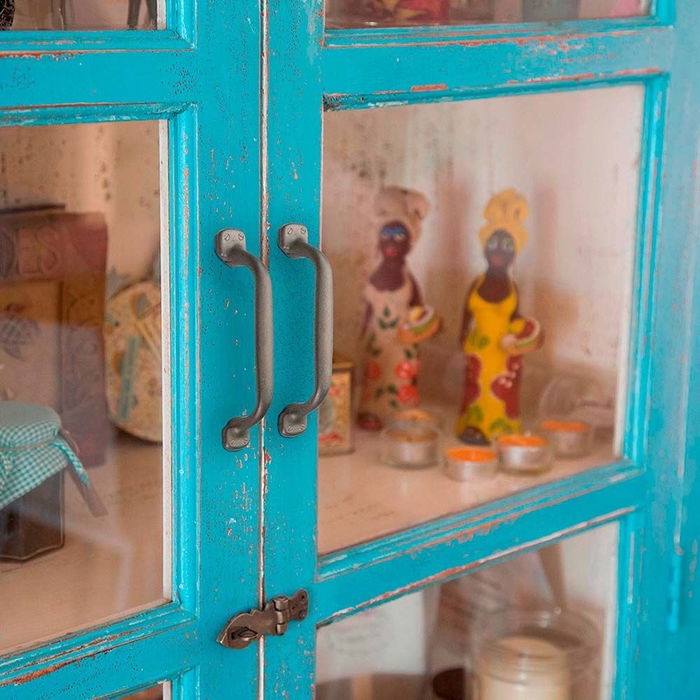 Rei mod. 580 Tiradores de Mueble Tipo Asa, Zamak Níquel Bisú, Blister 4 Unidades, Entrepuntos 96mm