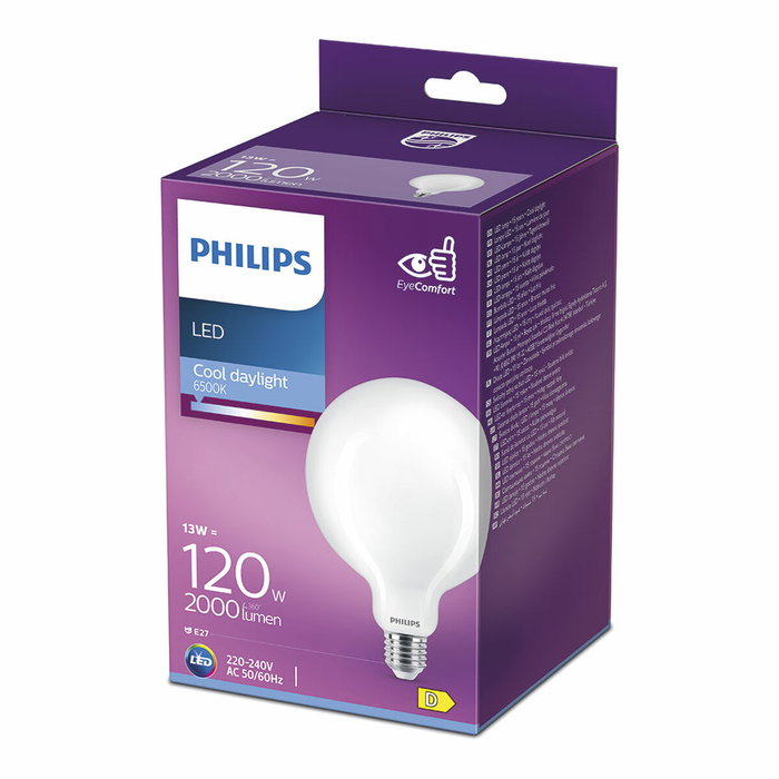 Philips Bombilla Globo LED E27 13W 2000lm 6500K Luz Fría