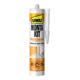 Uhu Monta kit® profesional 6310640 Adhesivo de montaje de relleno extrafuerte 350 g para casi todos los materiales de construcción interior/exterior